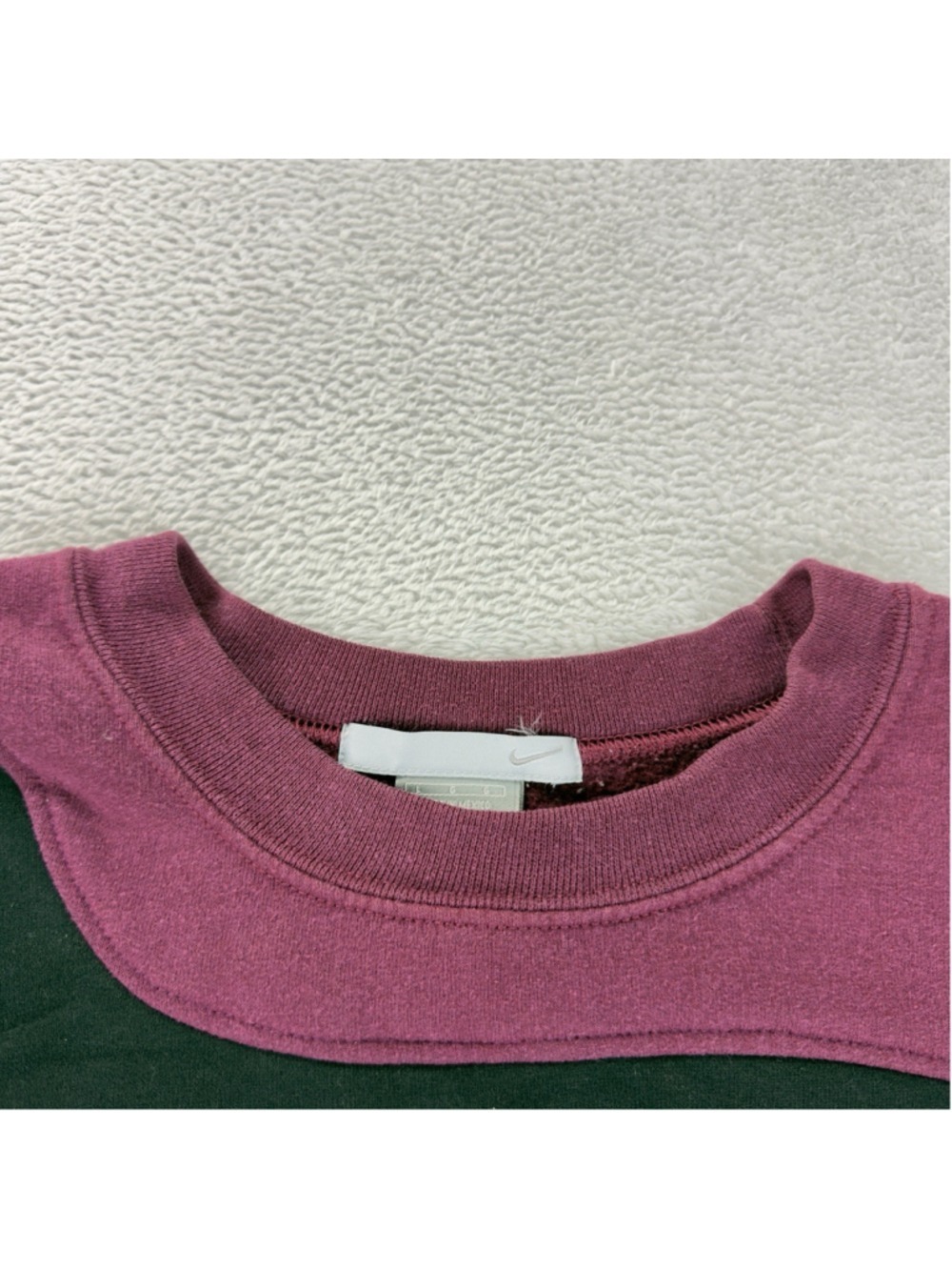 Vintage Nike Men's Size Large Reworked Maroon/Blk Retro Fleece Crewneck Sweater - Picture 3 of 11